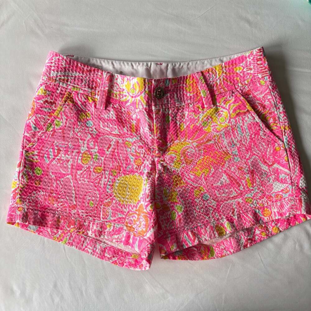 Lilly‎ Pulitzer Pink Short Size 2 The Callahan Multi Print